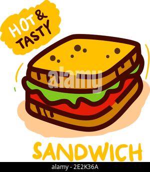 Symbol für einfaches Farbsandwich. Etikett mit Sandwiches. Vektorgrafik Stock Vektor