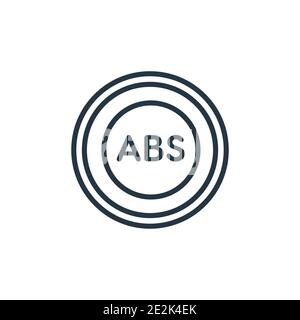 ABS-Vektorsymbol. Dünne Linie schwarz abs-Symbol, flache Vektor einfache Element Illustration aus editierbaren gymandfitness Konzept isoliert auf weißem Hintergrund Stock Vektor