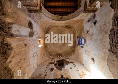 Decke der inspirierenden Missionskirche im Tumacacori National Historical Park, Arizona, USA Stockfoto