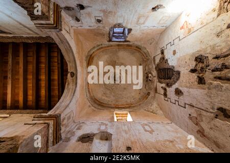 Decke der inspirierenden Missionskirche im Tumacacori National Historical Park, Arizona, USA Stockfoto