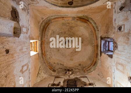 Decke der inspirierenden Missionskirche im Tumacacori National Historical Park, Arizona, USA Stockfoto