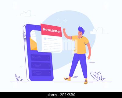 Newsletter Anmeldung online in der mobilen App Stock Vektor