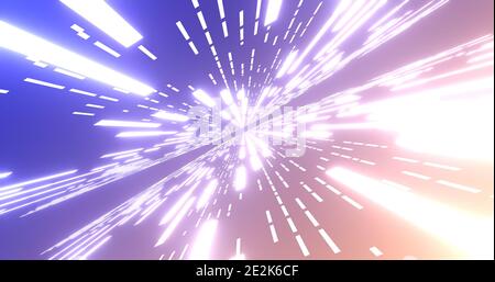 Abstrakte Glow Neonlinien und Streifen. Abstrakter Hintergrund mit fliegenden neon leuchtenden Streifen, 3d Rendering Stockfoto