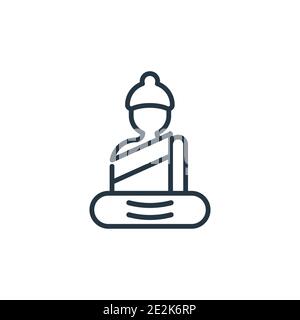 Buddha Umriss Vektor-Symbol. Dünne Linie schwarz buddha-Symbol, flache Vektor einfache Element Illustration aus editierbaren indien und holi Konzept isolierte Kontur Stock Vektor