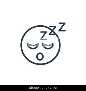 Sleep-Emoji-Umrissvektorsymbol. Dünne Linie schwarz schlafen emoji Symbol, flache Vektor einfache Element Illustration von editierbaren emoji Konzept isoliert auf whi Stock Vektor