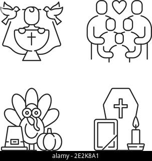 Familientradition und besondere Anlässe lineare Icons Set Stock Vektor