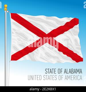 Alabama Staatsflagge, Vereinigte Staaten von Amerika, Vektorgrafik Stock Vektor