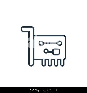 Vektorsymbol für den Umriss der Netzwerkschnittstellenkarte. Dünne Linie schwarze Netzwerk-Interface-Karte Symbol, flache Vektor einfache Element Illustration von editierbaren hardwar Stock Vektor