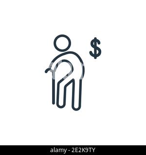 Vektorsymbol „Altersvorsorge“. Dünne Linie schwarz Rente Symbol, flache Vektor einfache Element Illustration von editierbaren Job Resume Konzept isoliert Schlaganfall auf Stock Vektor