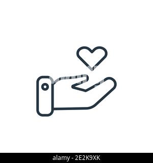 Herz zwischen den Händen Umriss Vektor-Symbol. Dünne Linie schwarzes Herz zwischen den Händen Symbol, flache Vektor einfache Element Illustration aus editierbaren allgemeinen conce Stock Vektor