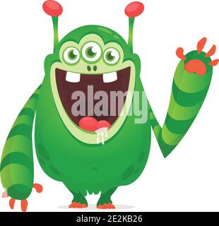 Lustige Cartoon Alien mit drei Augen. Vektorgrafik Stock Vektor