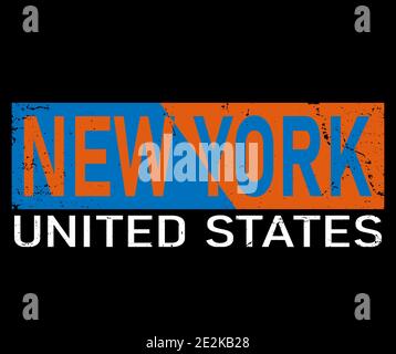 New York, die Stadt, die niemals schläft. T-Shirt-Druck mit Schriftzug. Typografie für T-Shirt. Stock Vektor