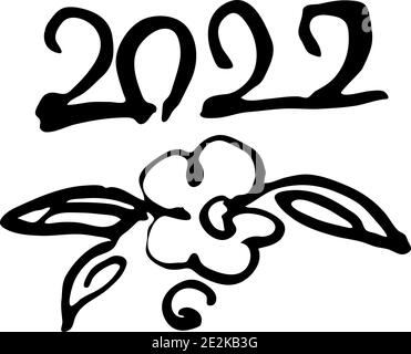 2022 Jahre. Hand Lettering Grunge Karte mit strukturierten handgefertigten Doodle Buchstaben im Retro-Stil. Handgezeichnete Vintage Vektor Typografie Illustration Stock Vektor