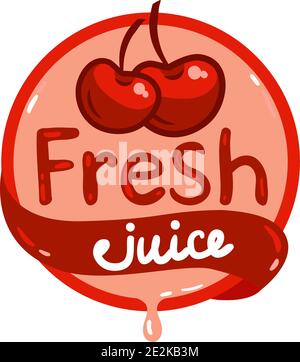 Bunte frischen Kirschsaft Emblem, Vektor-Illustration für Ihr Design. Stock Vektor
