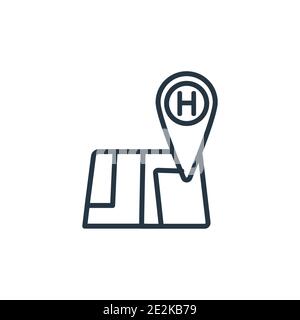 Vektorsymbol für die Gliederung von Hotels. Dünne Linie schwarz Hotels Symbol, flache Vektor einfache Element Illustration aus editierbaren Urlaub Konzept isolierte Schlaganfall auf whi Stock Vektor