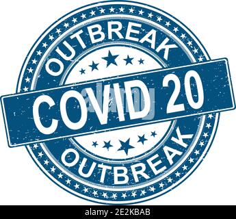 Ausbruchszeichen 20. Die Coronavirus-Pandemie setzt Länder in den Lockdown. Haltestelle Covid-20. Symbol Für Isolierte Vektoren. Stock Vektor