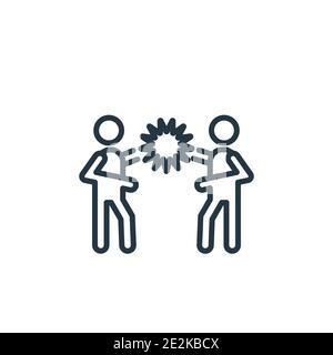 Vektorsymbol für den Kampf gegen Konturen. Dünne Linie schwarz Kampf Symbol, flache Vektor einfache Element Illustration von editierbaren Menschen Konzept isolierte Schlaganfall auf w Stock Vektor