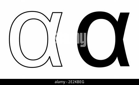 Die schwarz-weißen Alpha-griechischen Buchstaben-Symbole Stock Vektor