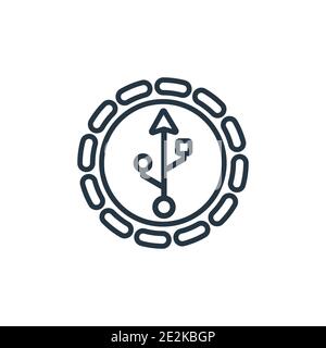 USB-Umrissvektor-Symbol. Dünne Linie schwarz usb-Symbol, flache Vektor einfache Element Illustration von editierbaren elektrianischen Verbindungen Konzept isoliert auf whi Stock Vektor