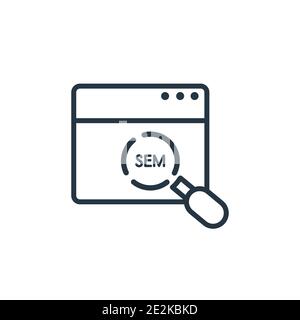 SEM-Vektorsymbol. Dünne Linie schwarzes Sem Symbol, flacher Vektor einfache Element Illustration aus editierbaren allgemeinen Konzept isolierte Kontur auf weißem Rücken Stock Vektor