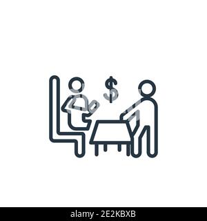 Vektorsymbol „Bezahlen im Restaurant“. Dünne Linie schwarz zahlen im Restaurant Symbol, flache Vektor einfache Element Illustration von editierbaren Menschen Konzept ist Stock Vektor