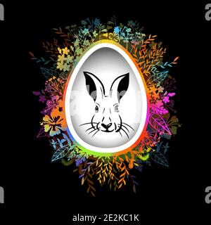 Frohe Ostern Text. Mehrfarbige Postkarte. Gemischte Medien. Vektorgrafik Stock Vektor