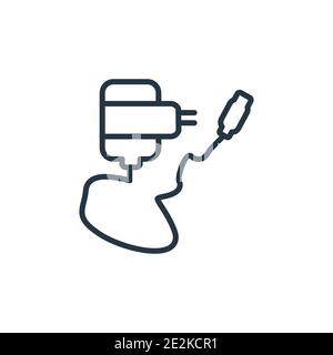 Vektorsymbol für den Umriss des Ladegeräts. Dünne Linie schwarz Ladegerät Symbol, flache Vektor einfache Element Illustration von editierbaren elektronischen Geräten Konzept isoliert o Stock Vektor