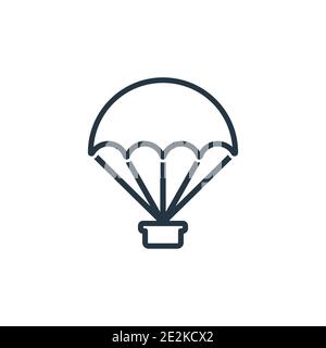 Vektorsymbol „Fallschirmspringen“. Dünne Linie schwarz Fallschirmspringen Symbol, flache Vektor einfache Element Illustration aus editierbaren Freizeit Konzept isoliert st Stock Vektor