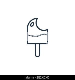 Vektorsymbol „Gebissene Eiscreme“. Dünne Linie schwarz gebissen Eis Symbol, flache Vektor einfache Element Illustration aus editierbaren Lebensmittel Konzept Isolat Stock Vektor