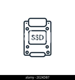 SSD-Umrissvektorsymbol. Dünne Linie schwarz ssd Symbol, flache Vektor einfache Element Illustration von editierbaren elektronischen Geräten Konzept isoliert auf weiß Stock Vektor