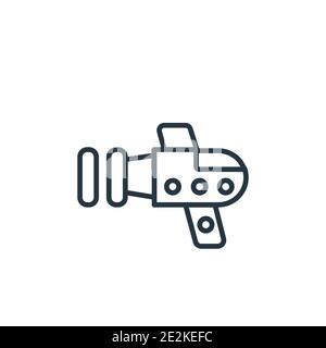 Vektorsymbol „Blaster Outline“. Dünne Linie schwarz Blaster Symbol, flache Vektor einfache Element Illustration aus editierbaren Zukunft Technologie Konzept isoliert st Stock Vektor