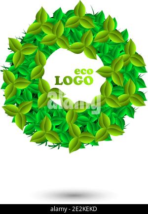 Blätter im Kreis. ECO-Logo. Vektorgrafik. Weißer Hintergrund Stock Vektor