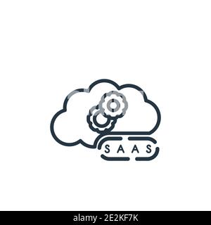 SaaS-Vektorsymbol. Dünne Linie schwarz saas-Symbol, flache Vektor einfache Element Illustration aus editierbaren allgemeinen Konzept isolierte Kontur auf weißen BA Stock Vektor