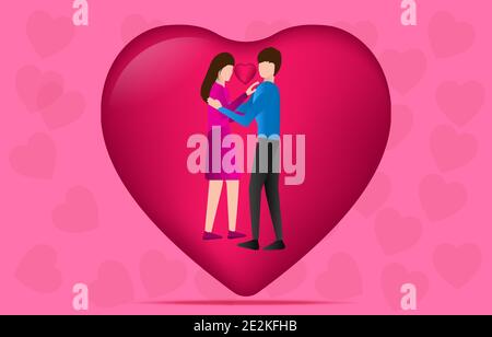 Männer und Frauen Paar Liebe Design Grafik Symbol Herz Konzept valentinstag Stock Vektor