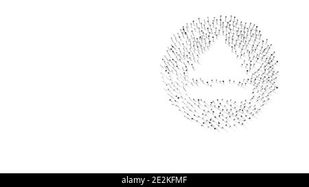 3d-Rendering-Symbol des Auswurfsymbols im Kreis eingewickelt Goldene Thermofolienplatte auf dunkelblauem Hintergrund Stockfoto