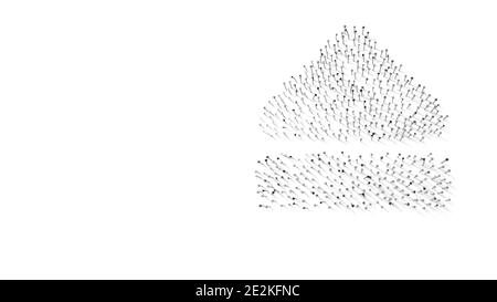 3d-Rendering-Symbol des Auswurfsymbols in Gold-Thermal eingewickelt Folienplatte auf dunkelblauem Hintergrund Stockfoto