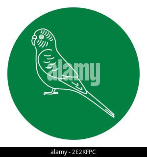 Wellensittich oder Wellensittich-Papagei-Ikone in dünner Linie. Australischer tropischer Vogel Symbol in rundem Rahmen. Stock Vektor
