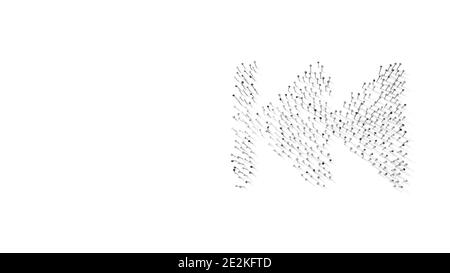 3d-Rendering-Symbol des schnellen rückwärts Symbol in Gold eingewickelt Thermofolienplatte auf dunkelblauem Hintergrund Stockfoto