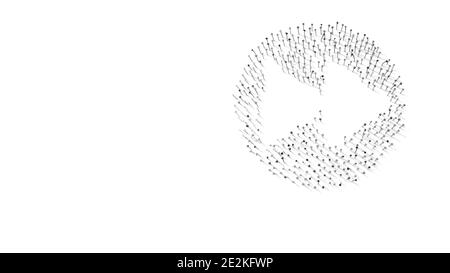 3d-Rendering-Symbol für schnellen Vorlauf im Kreis eingewickelt Goldene Thermofolienplatte auf dunkelblauem Hintergrund Stockfoto