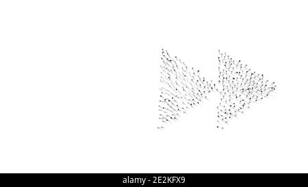 3d-Rendering-Symbol des schnellen Vorwärts-Symbol in Gold eingewickelt Thermofolienplatte auf dunkelblauem Hintergrund Stockfoto