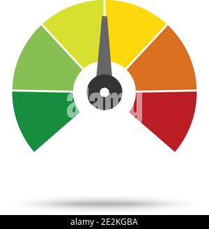 Tachometer. Geschwindigkeitsmesser-Vektor-Symbol auf weißem Hintergrund. Farbenfrohe Infografik Stock Vektor