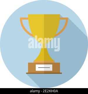 Pokal im Kreis. Einfaches Gewinnsymbol. Schwarze Abbildung isoliert auf grauem Hintergrund. Vektorsymbol Stock Vektor