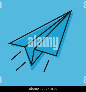 Papier Flugzeug mit blauen Himmel Hintergrund Vektor Illustration - Air Travel Konzept. Stock Vektor