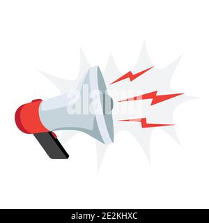 Megaphon schreien isoliert auf weißem Hintergrund Stock Vektor