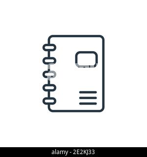 Symbol für den Vektorkonturenentwurf des Notizbuchs Dünne Linie schwarzes Notebook-Symbol, flache Vektor einfache Element Illustration aus editierbaren Bildungskonzept isoliert auf weiß Stock Vektor
