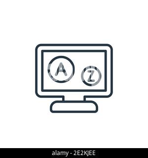 Vektorsymbol für den Vokabelumriss. Dünne Linie schwarz Wortschatz Symbol, flache Vektor einfache Element Illustration von editierbaren e Lernen und Bildung concep Stock Vektor