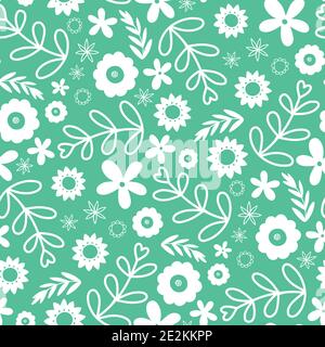 Florales Musterdesign in grün. Natur Vektor nahtlose Wiederholung. Stock Vektor