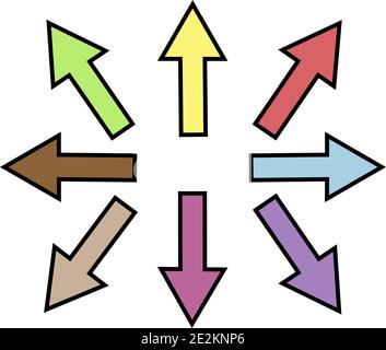 Pfeilsymbol festgelegt. Flacher Style. Vektorgrafik Stock Vektor
