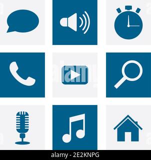 Satz Multimedia-Symbole im FLA-Stil. Eps10 Stock Vektor