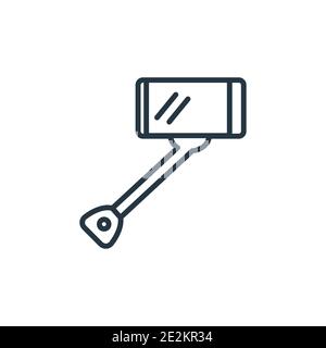 Selfie Stick Umriss Vektor-Symbol. Dünne Linie schwarz Selfie Stick Symbol, flache Vektor einfache Element Illustration aus editierbaren Entertainment-Konzept isola Stock Vektor